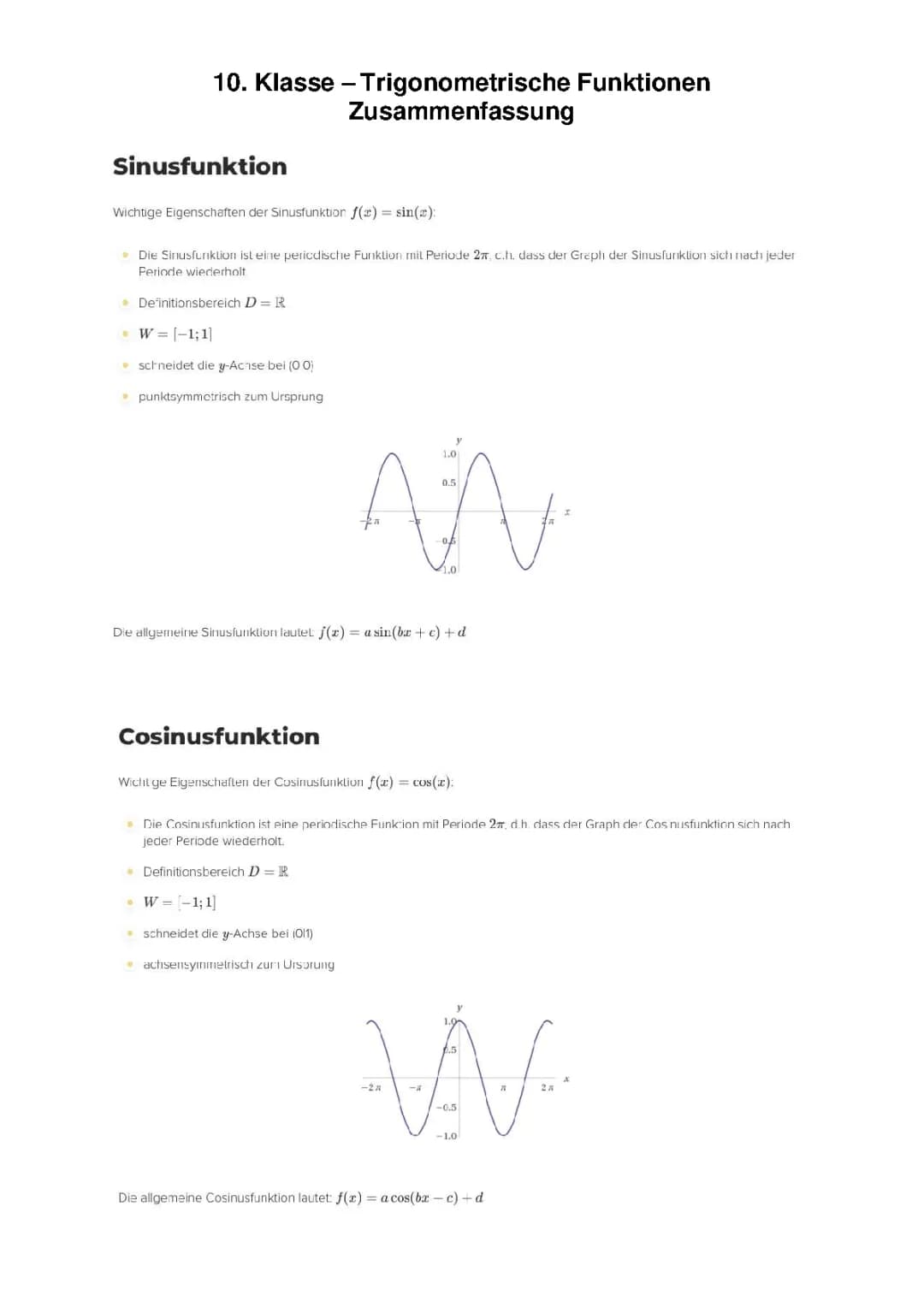 Trigonometrische Funktionen 