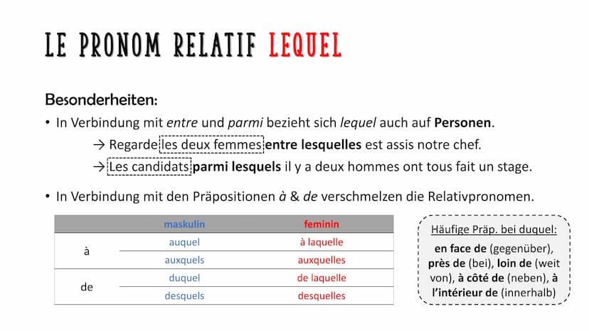  I. Révision: Die Relativpronomen qui - que- où - ce qui - ce que
qui
Subjekt des Relativsatzes
Wer oder Was?
que
Wen oder Was?
direktes Obj