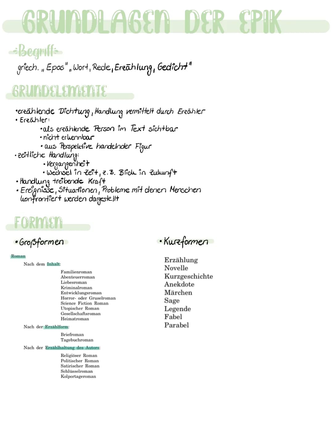 Grundlagen der Epik