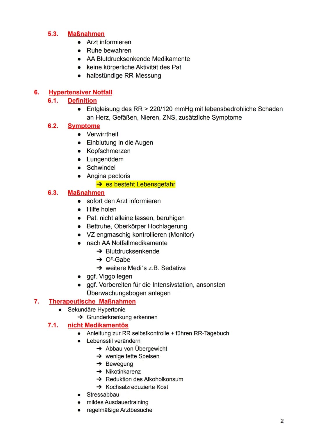 Arterielle Hypertonie
1. Definition
Dauerhaft, nicht Situationsabhängige Blutdruckerhöhung über 140/90 mmHg bei
Erwachsene.
2. Klassifikatio