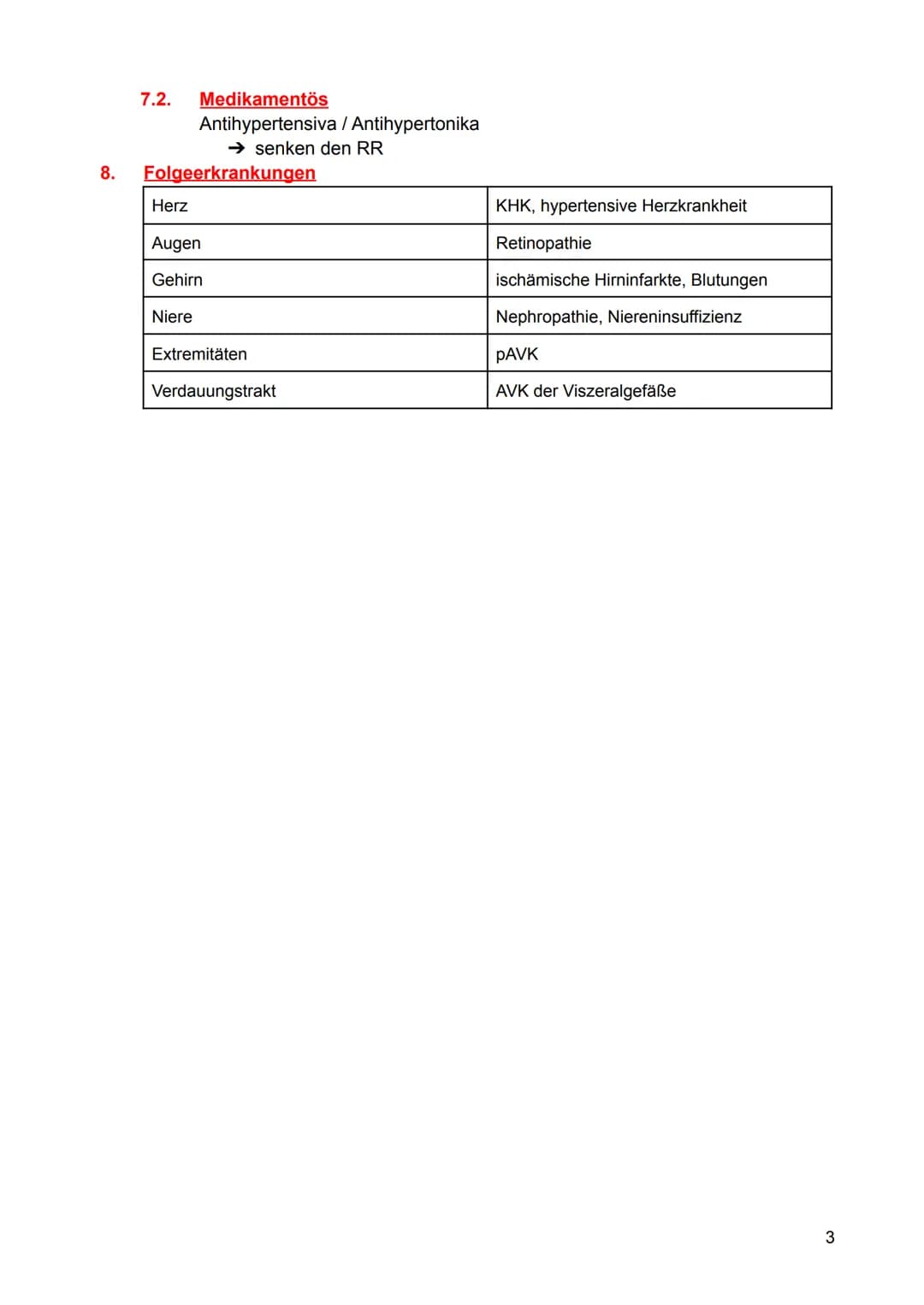 Arterielle Hypertonie
1. Definition
Dauerhaft, nicht Situationsabhängige Blutdruckerhöhung über 140/90 mmHg bei
Erwachsene.
2. Klassifikatio