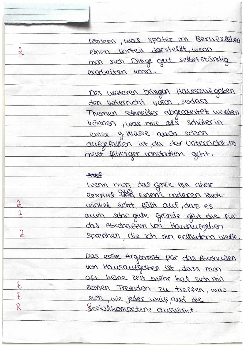 Deutsch/Klasse 9
Thema: Erörterung
Klassenarbeit Nr. 2
Deutsch
-Nachschreibetermin-
Frage 1: Sollten Hausaufgaben abgeschafft werden?
Frage 