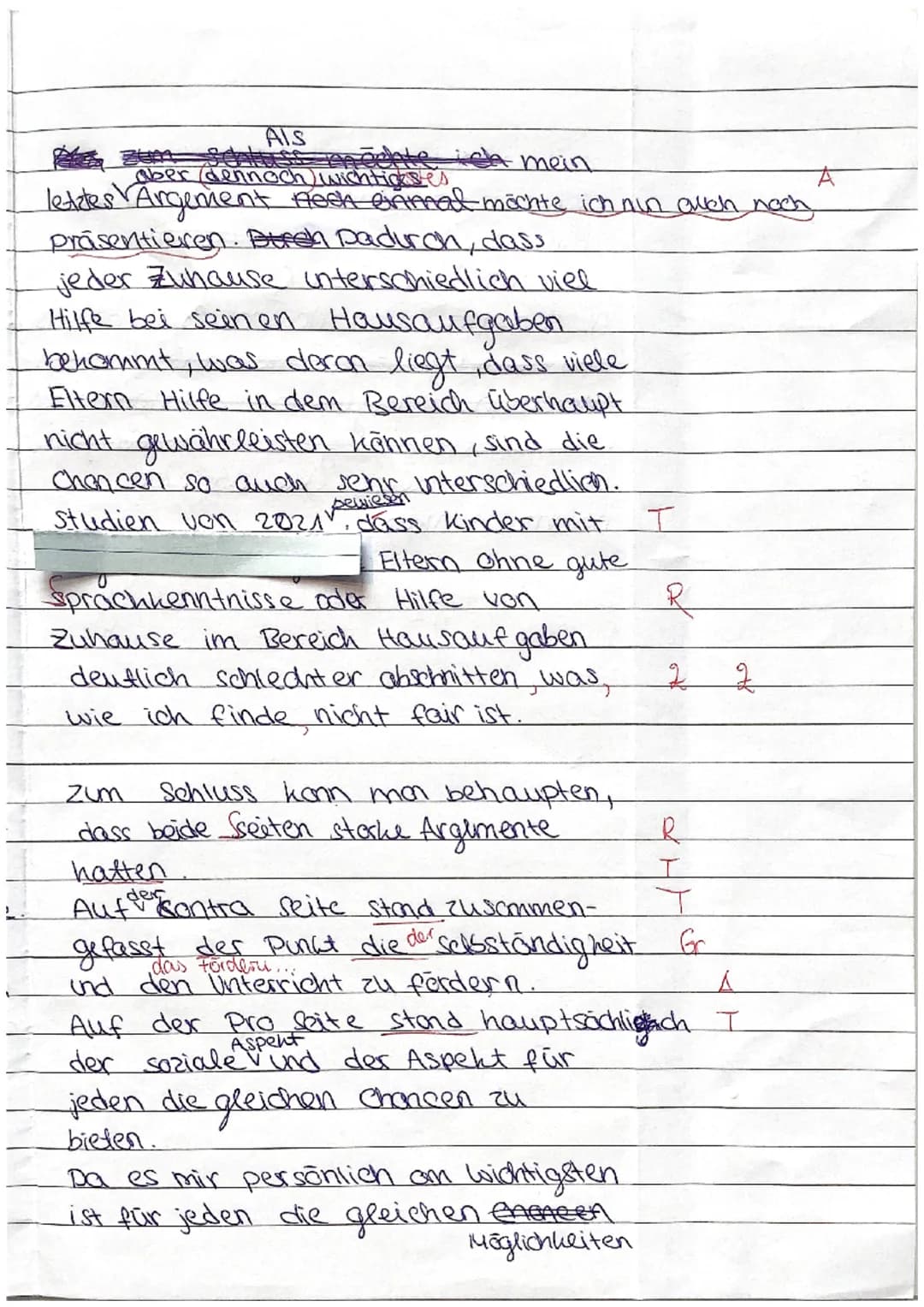 Dialektische Erörterung: Hausaufgaben Pro und Contra für Klasse 9