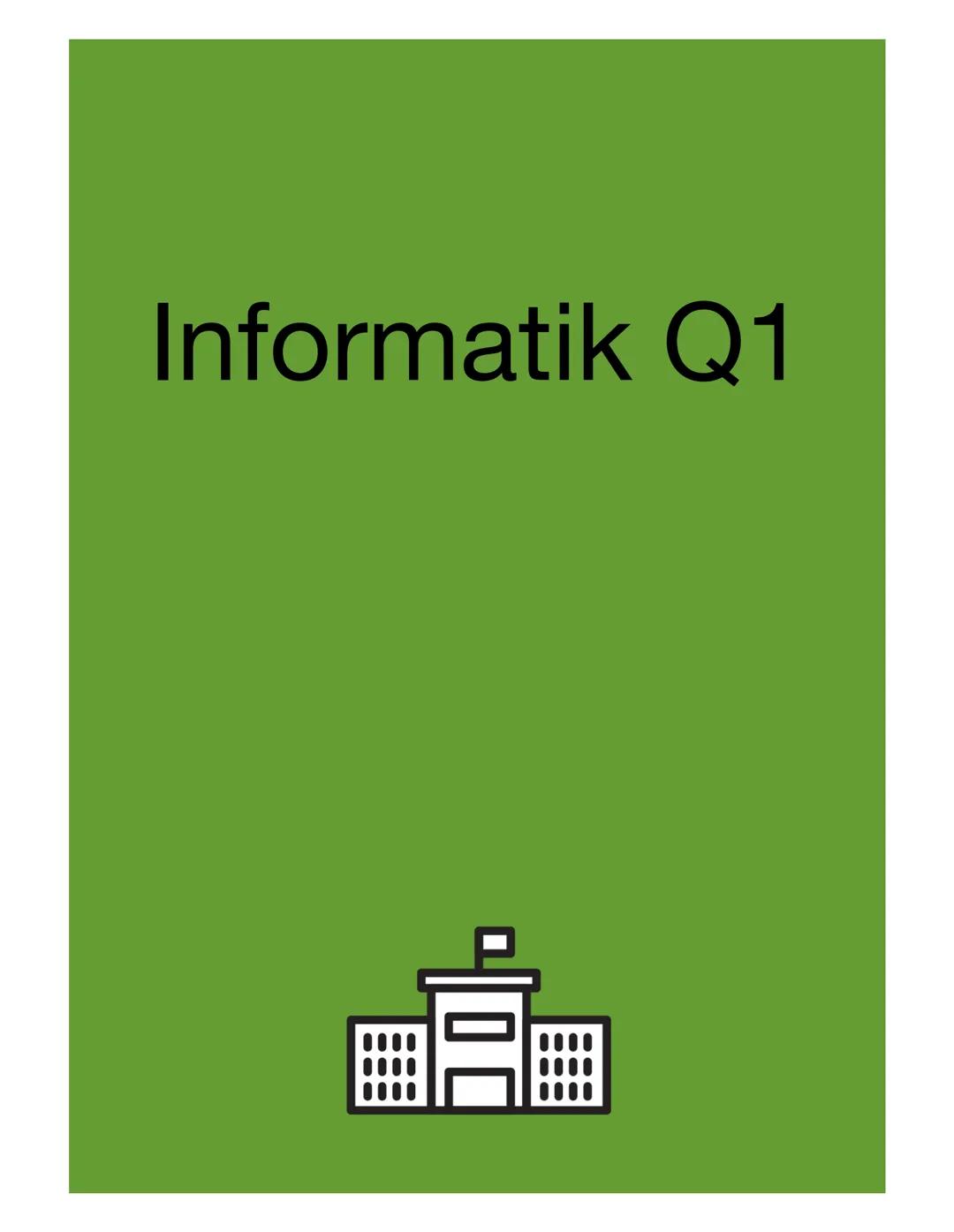 Informatik Q1 1. Algorithmen
Ein Algorithmus ist eine Vorschrift zur Lösung einer Klasse von
Problemen. Er besteht aus einer endlichen Folge