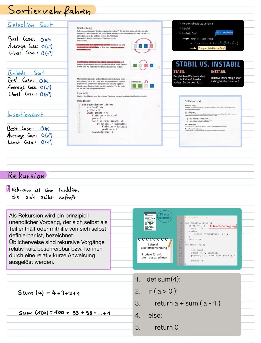 Informatik Q1 1. Algorithmen
Ein Algorithmus ist eine Vorschrift zur Lösung einer Klasse von
Problemen. Er besteht aus einer endlichen Folge