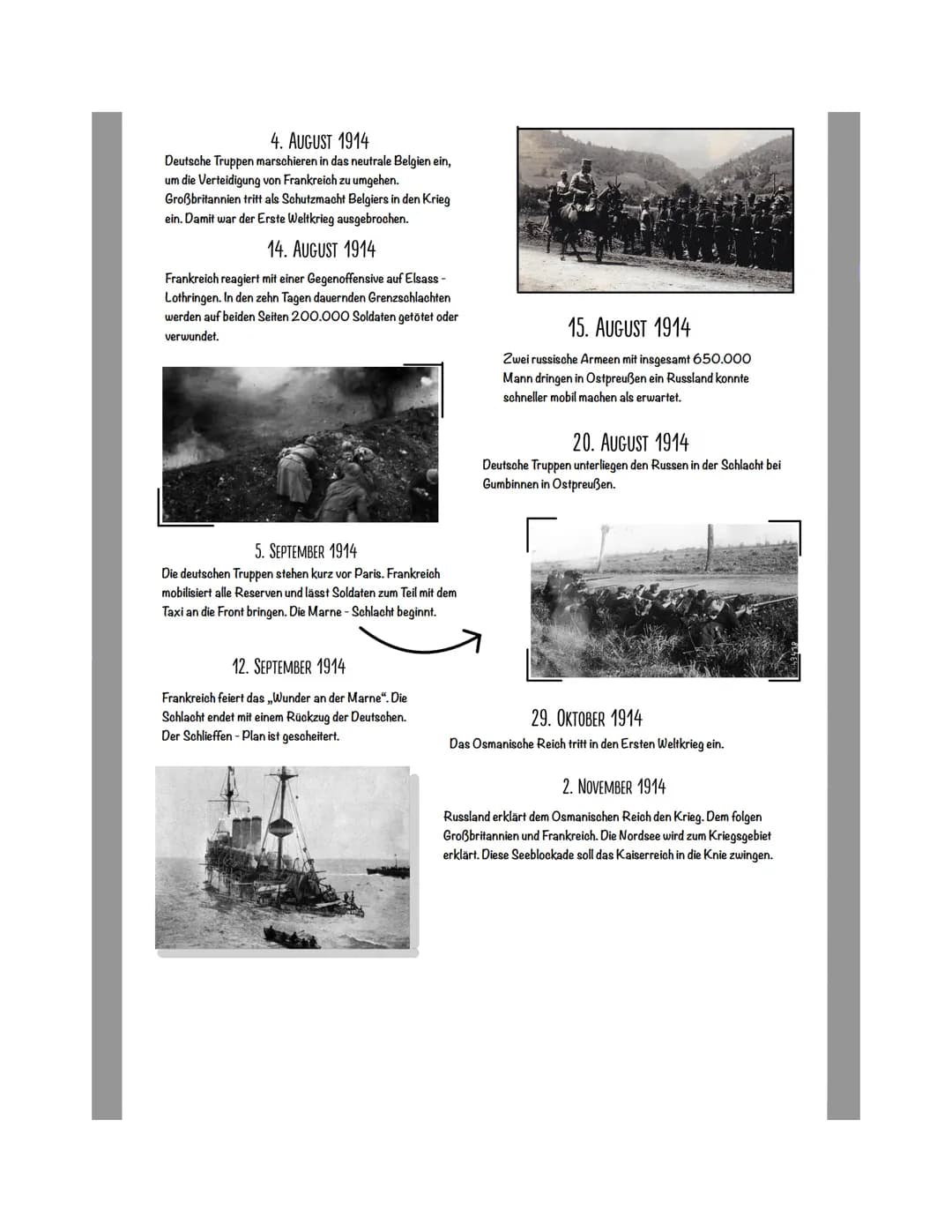DER ERSTE WELTKRIEG
Der Erste Weltkrieg war der ,,totale" und industrielle geführte Krieg der
Menschheitsgeschichte. Er wurde in Europa, Afr