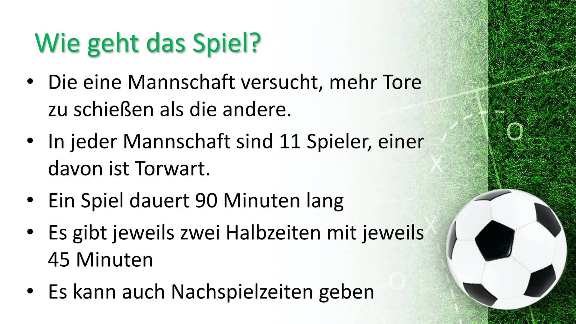 Fußball
on X
0
0 Gliederung
1.
Was ist Fußball?
2. Wie geht das Spiel?
3.
A.
5.
Ursprung
Regeln
Das Spielfeld
Fußballstadien
6.
7. Bekannte 