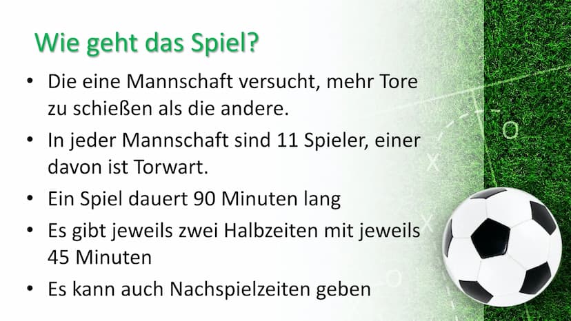 Fußball
on X
0
0 Gliederung
1.
Was ist Fußball?
2. Wie geht das Spiel?
3.
A.
5.
Ursprung
Regeln
Das Spielfeld
Fußballstadien
6.
7. Bekannte 