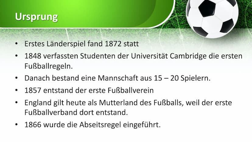 Fußball
on X
0
0 Gliederung
1.
Was ist Fußball?
2. Wie geht das Spiel?
3.
A.
5.
Ursprung
Regeln
Das Spielfeld
Fußballstadien
6.
7. Bekannte 