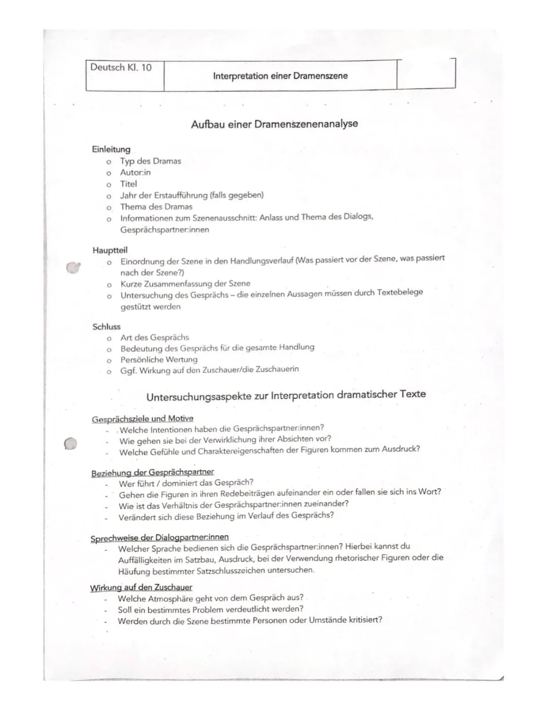 Interpretation einer Dramaszene