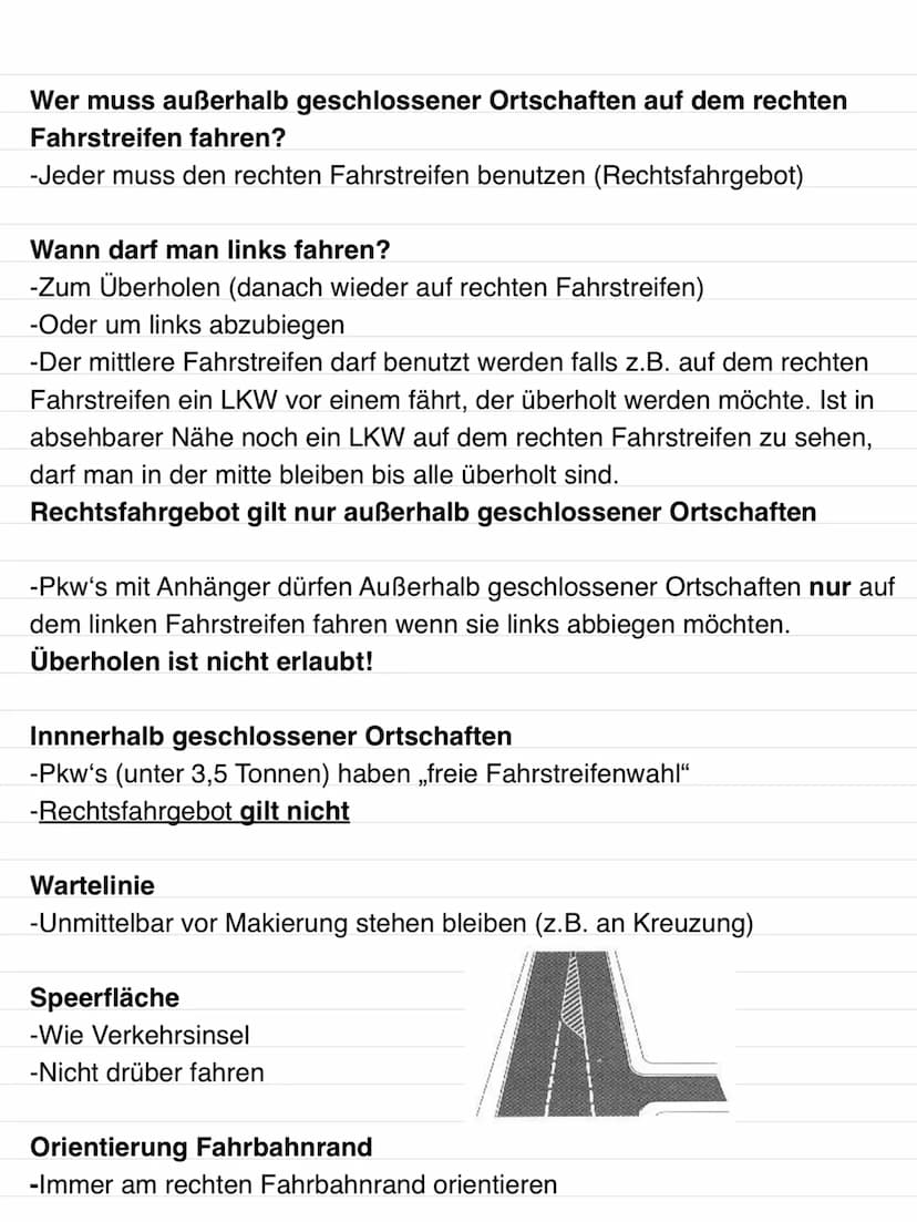 Thema 4
Fahrbahn & Fahrstreifen
•2 Fahrstreifen
3M
1 Fahrbahn
Fahrstreifenbegrenzung
-Zwischen der Fahrstreifenbegrenzung und einem parkende