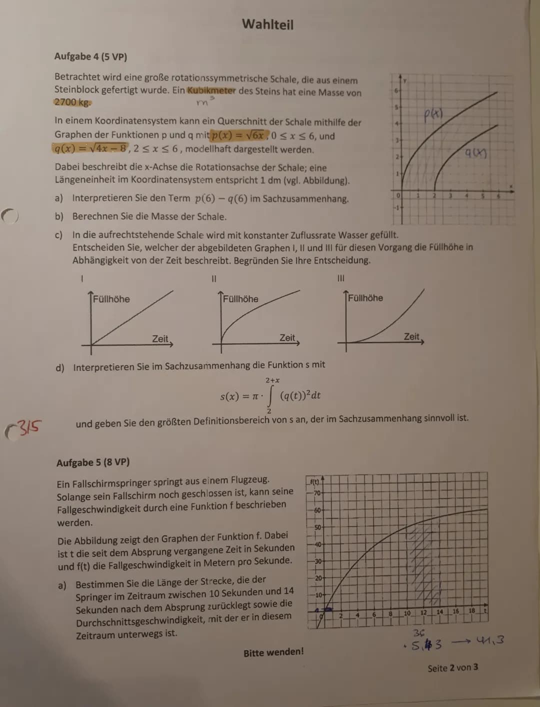 Bearbeitungszeit: 90 Minuten
1,5/2
Achten Sie auf Nachvollziehbarkeit der Lösungen; d.h. Lösungswege müssen sauber und vollständig
dokumenti