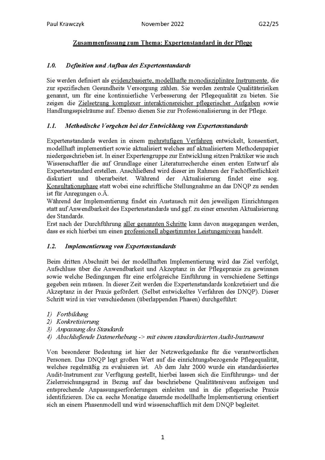 Expertenstandard in der Pflege (DNQP)
