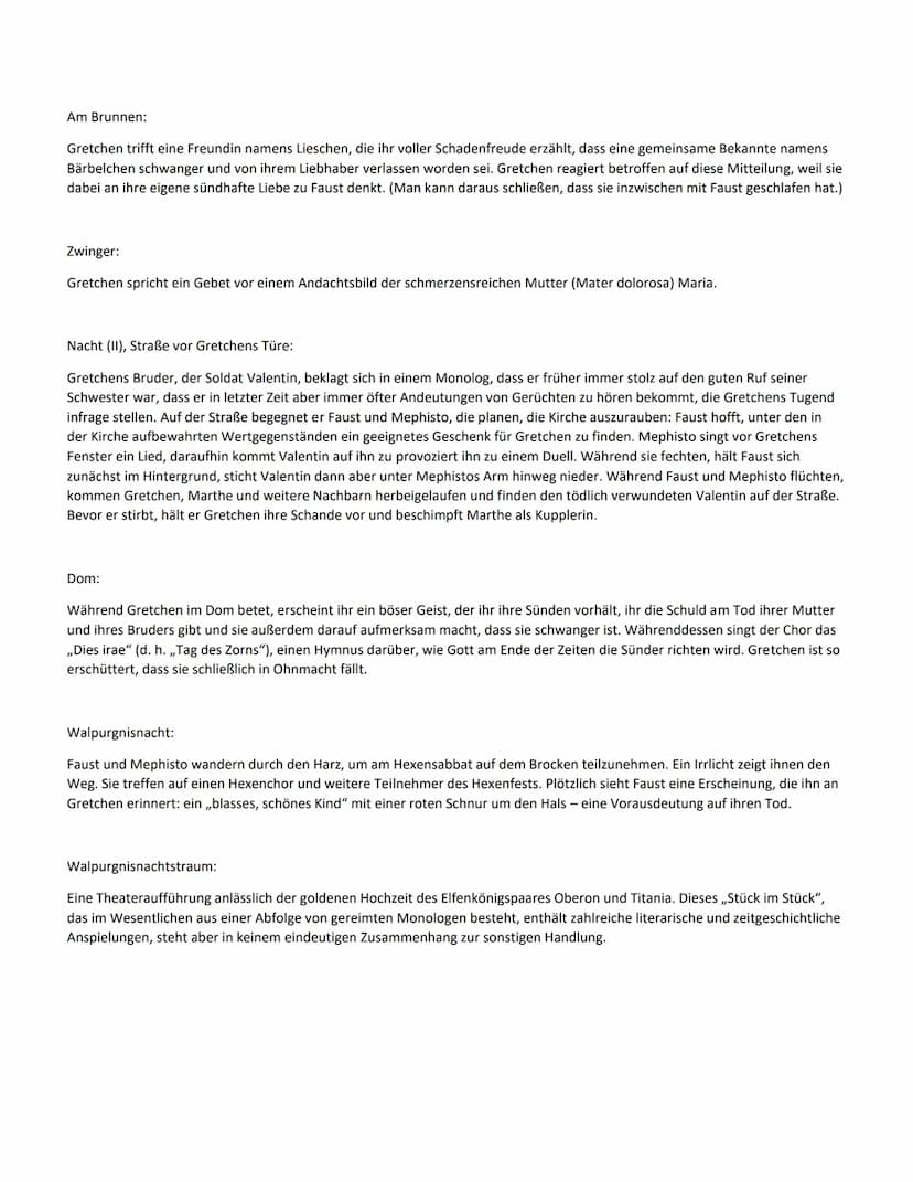 Kurzzusammenfassung:
Der Teufel Mephistopheles (kurz Mephisto) wettet mit Gott um die Seele des frustrierten Gelehrten Faust. Faust erklärt 