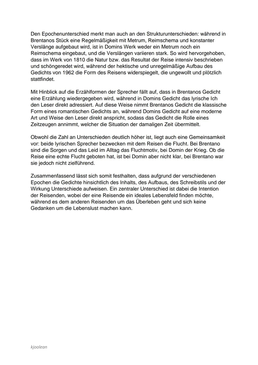 KLAUSURTRAINING:
ZWEI GEDICHTE ANALYSIEREN
UND VERGLEICHEN (,,IN DER FREMDE" UND ,,MIT
LEICHTEM GEPÄCK")
Das Gedicht ,,In der Fremde", verfa