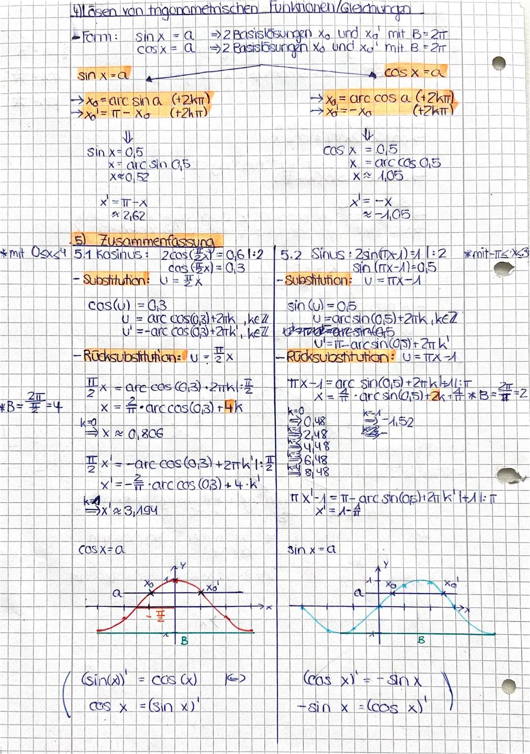 Test 2: Tigonometrische Funkhan

4) Basics

1.4 umrechnungen: Gradmaß/Bagenmaß

$\frac{x}{2\pi}$ $\frac{\alpha}{360°}$ Gradmaß; X = Bagermaß