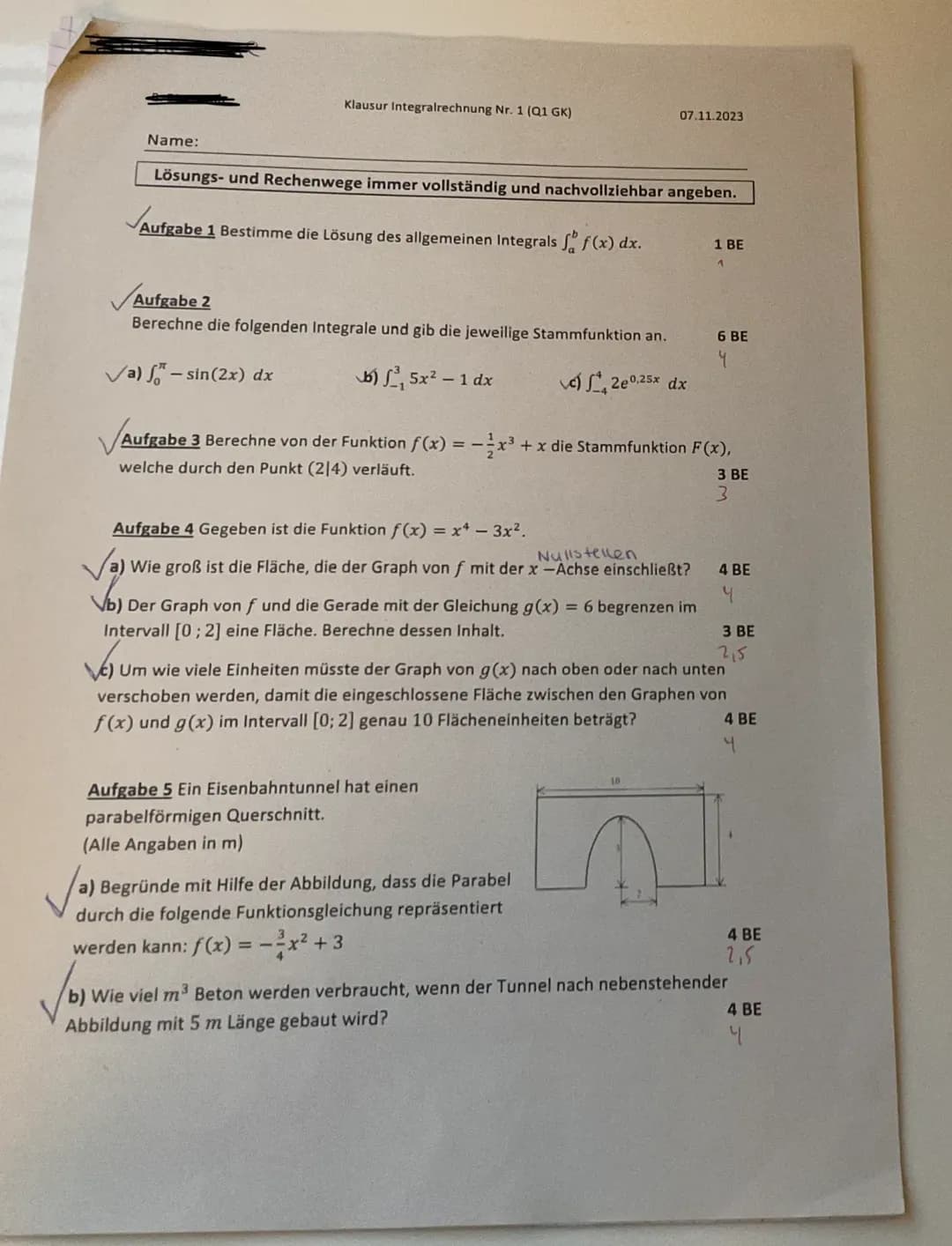 Integralrechnung Aufgaben für die 12. Klasse mit Lösungen und Tipps