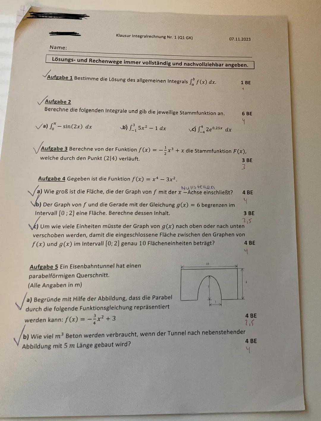 Integralrechnung Aufgaben für die 12. Klasse mit Lösungen und Tipps