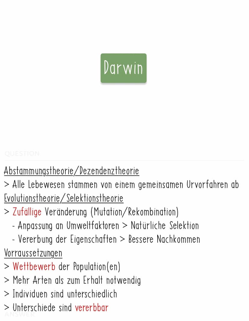 QUESTION
> Alle Arten entstanden durch Schöpfungsprozess
> Keine Evolution oder Veränderung
> Einfluss Kirche
Cuvier Katastrophismus
> Arten