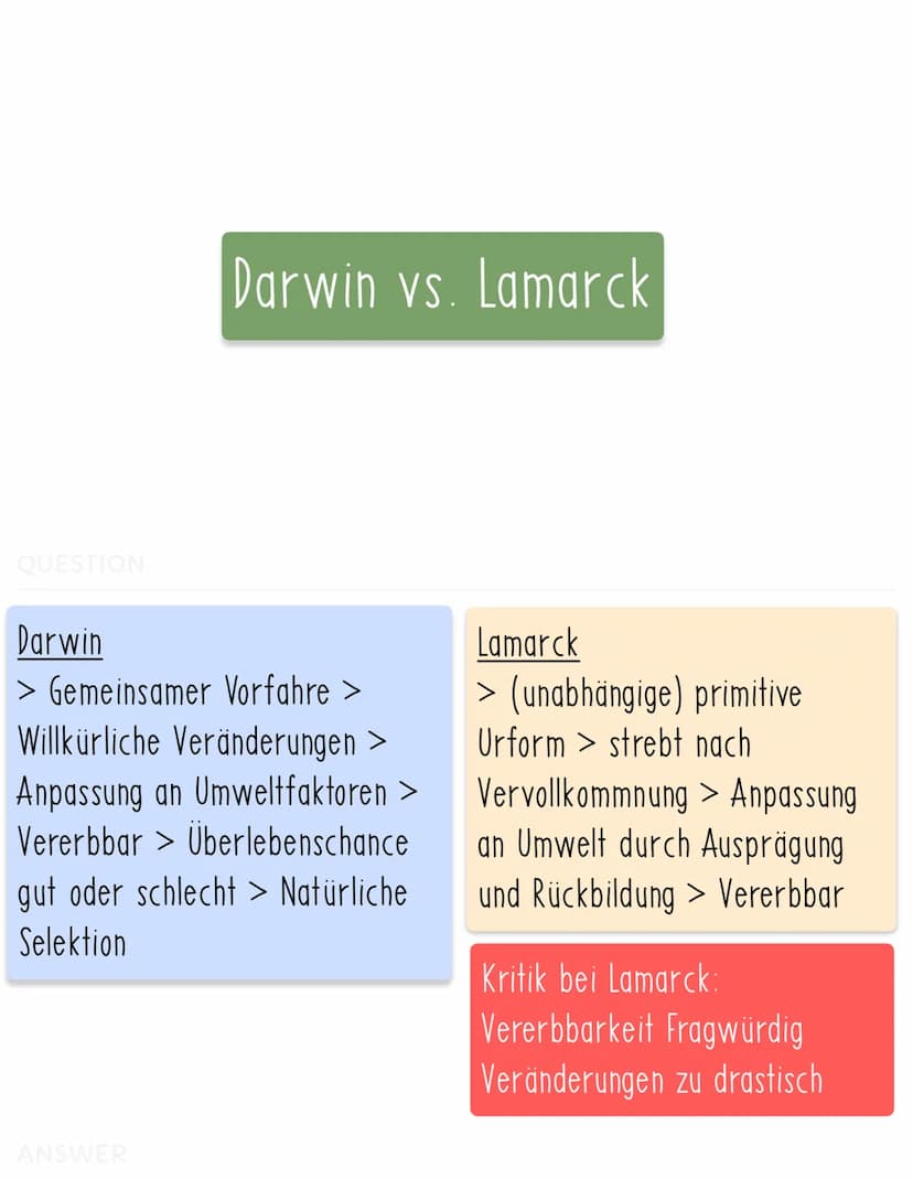 QUESTION
> Alle Arten entstanden durch Schöpfungsprozess
> Keine Evolution oder Veränderung
> Einfluss Kirche
Cuvier Katastrophismus
> Arten