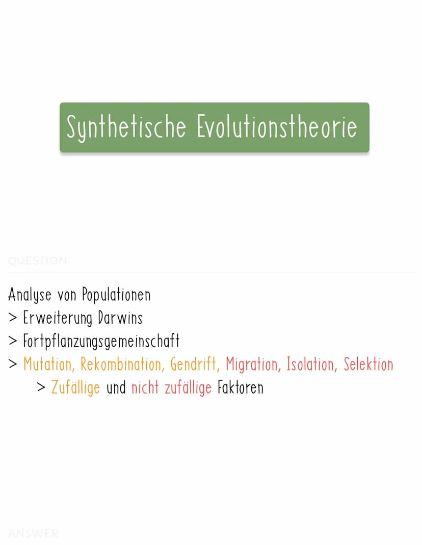 QUESTION
> Alle Arten entstanden durch Schöpfungsprozess
> Keine Evolution oder Veränderung
> Einfluss Kirche
Cuvier Katastrophismus
> Arten
