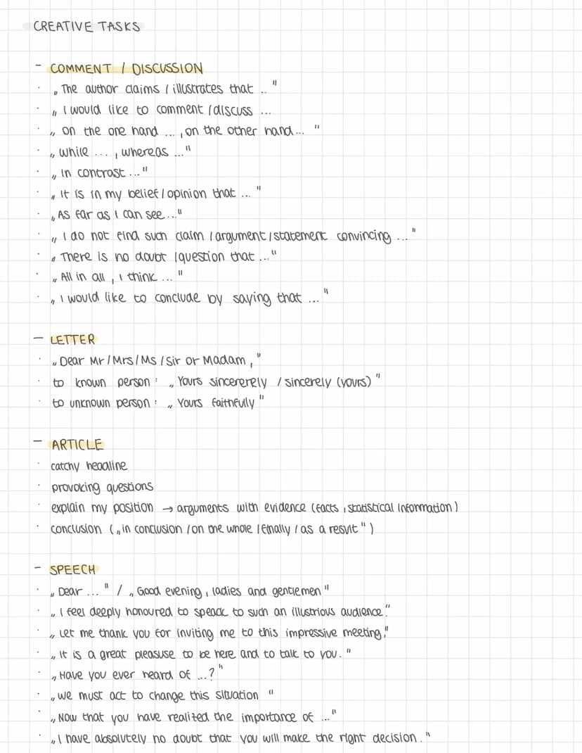 A.
FORMULIERUNGEN
-
INTRODUCTION
The (...)
It deals with ....
SUMMARY/OUTLINE
,,In the beginning"
In the first paragraph "
"1
11
Next
"1
"xy