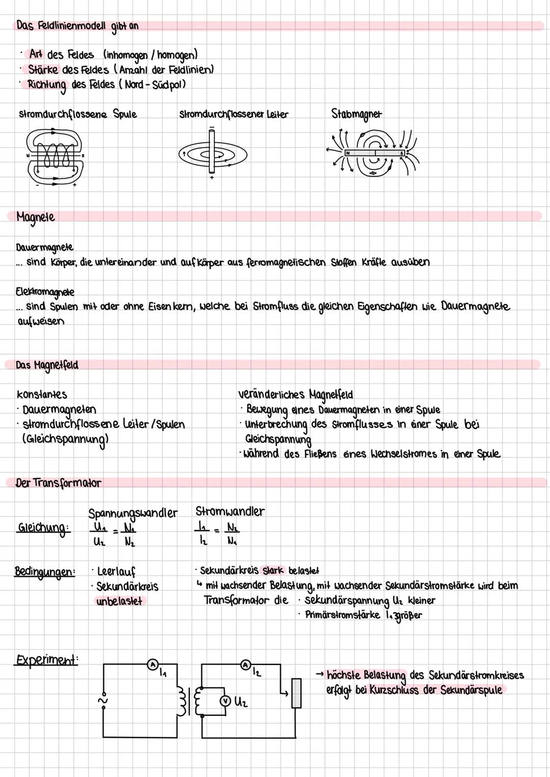 # LERNZETTEL

Die elektromagnetische Induktion

Eine Induktionsspannung trifft auf, wenn sich bei der Bewegung zwischen Magnet und Spule das