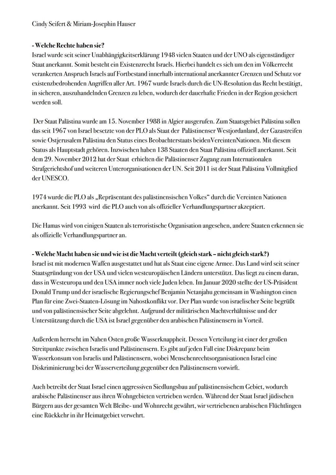 Cindy Seifert & Miriam-Josephin Hauser
Konfliktanalyse: Nahostkonflikt
Politisch, militärischer Konflikt
(Bewaffnet)
✡
Konfliktursache:
Um w