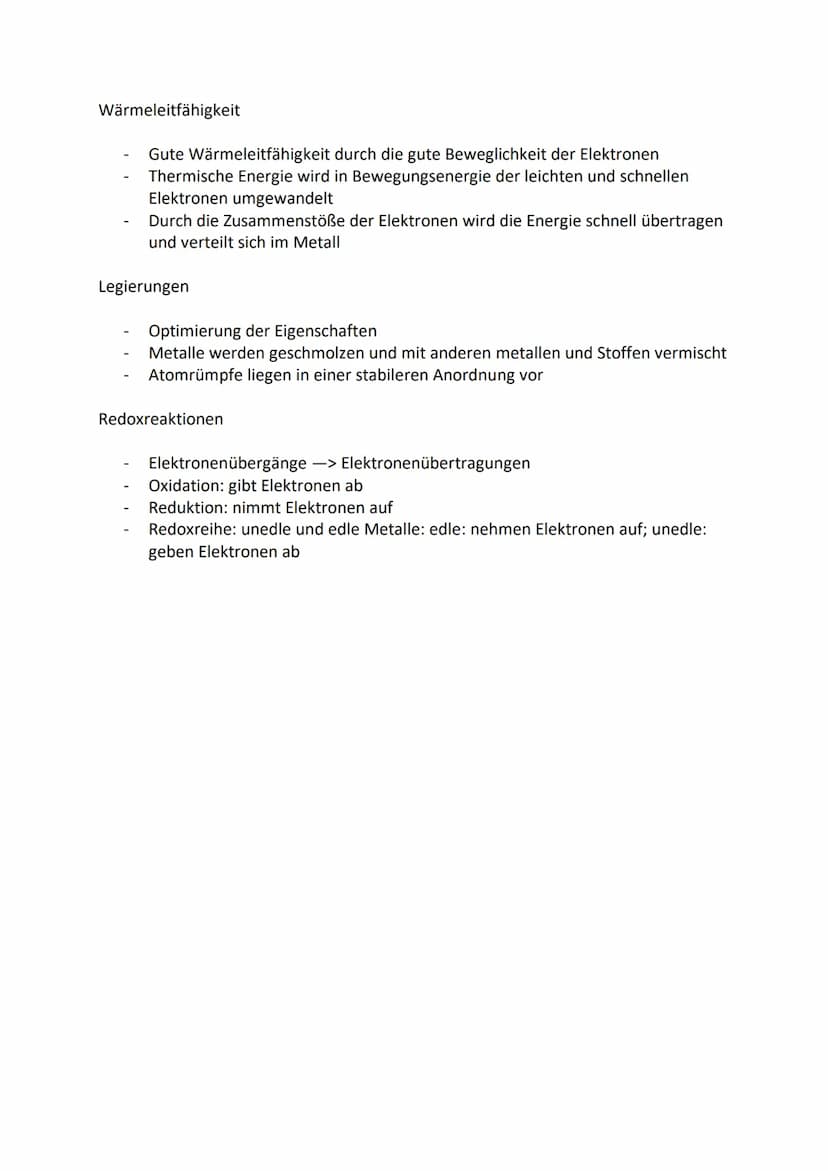 Elektrochemie
Elektronengasmodell
-
-
Charakteristische Eigenschaften der
Metalle lassen sich erklären
Metallstück: Metall-Kationen, die fes