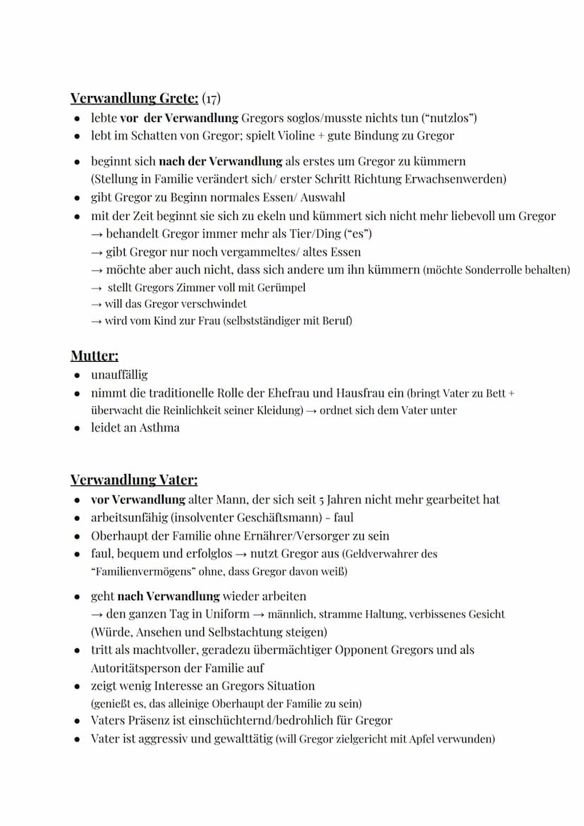 Gregor Lebenssituation vor Verwandlung:
lebt mit seinen Eltern und Schwester zusammen
ist der Ernährer der Familie (verantwortlich für Unter