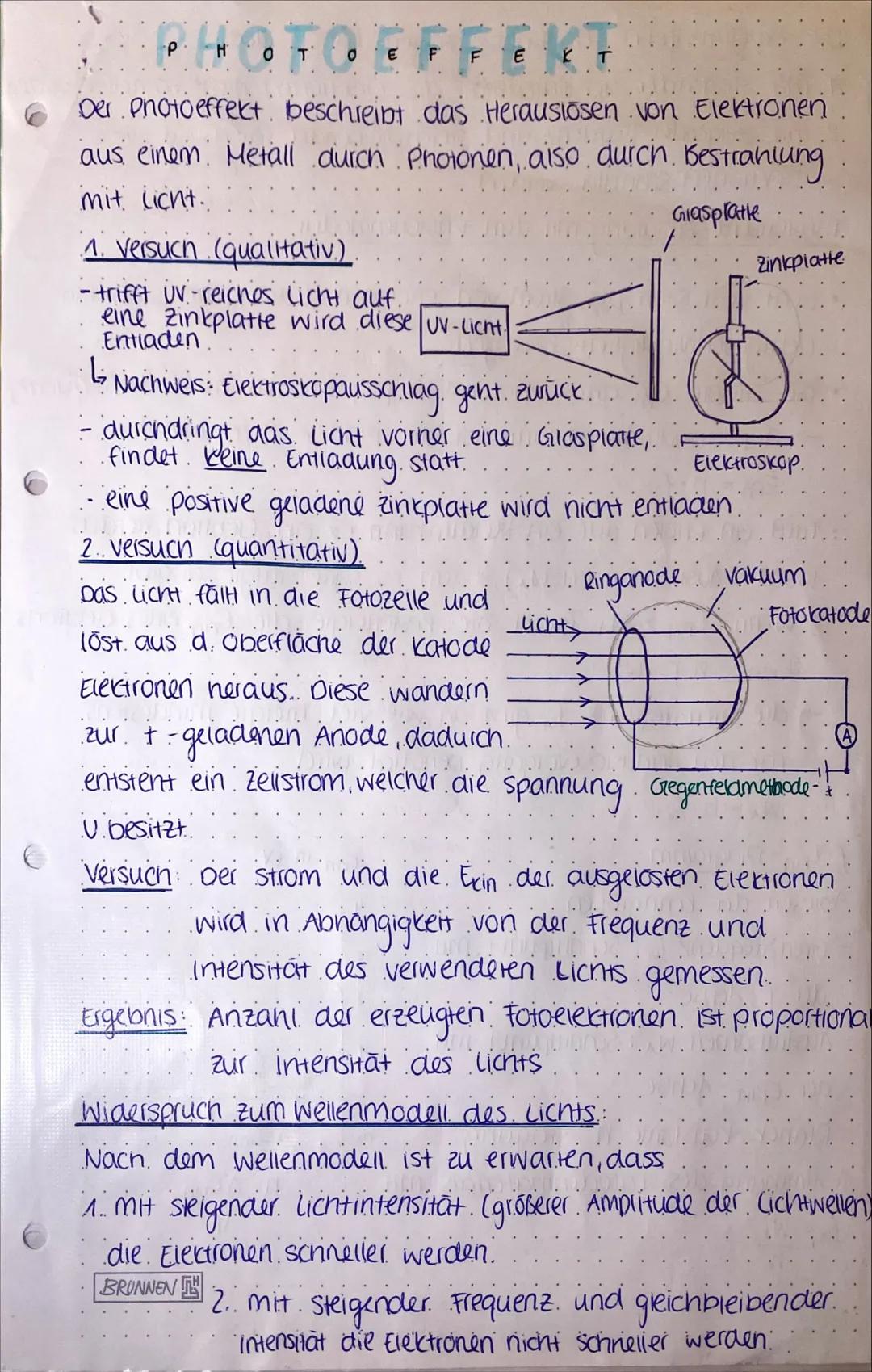 Quantenobjekte

Inhaltsbezogene Kompetenzen

*   beschreiben das Experiment mit
der Elektronenbeugungsröhre.

*   ermitteln die Wellenlänge 