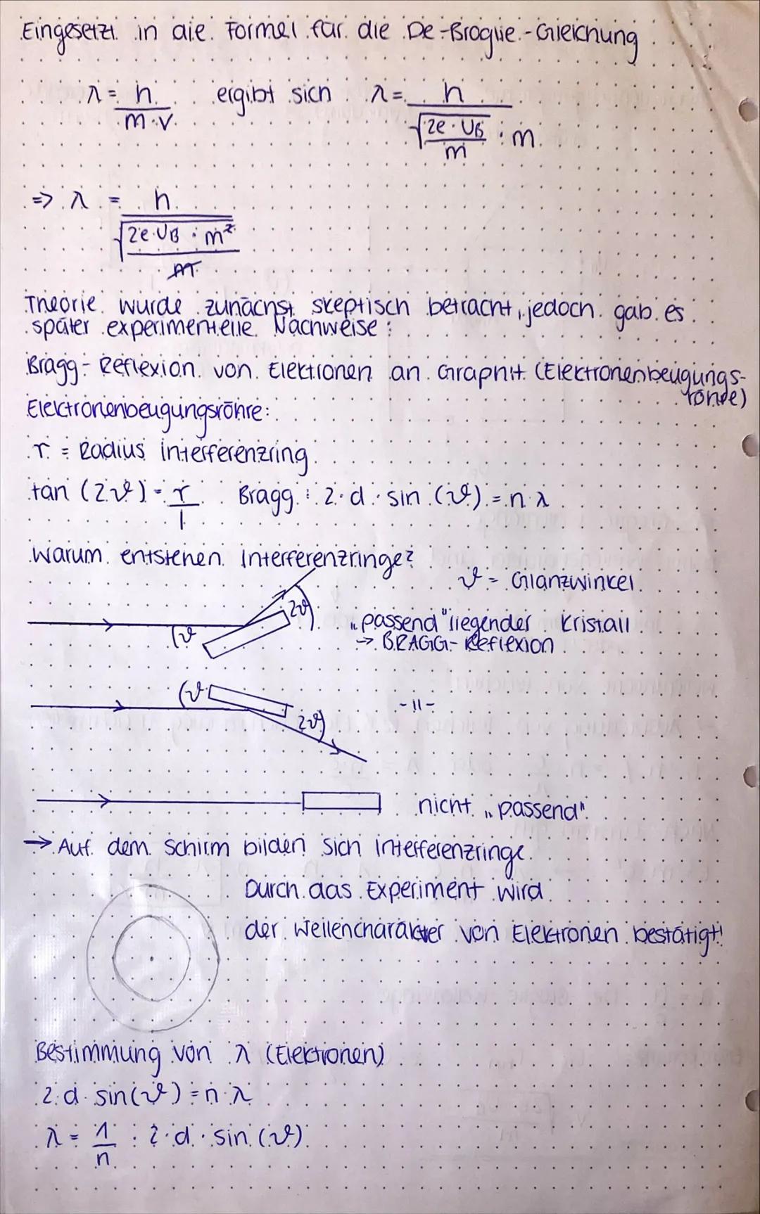 Quantenobjekte

Inhaltsbezogene Kompetenzen

*   beschreiben das Experiment mit
der Elektronenbeugungsröhre.

*   ermitteln die Wellenlänge 