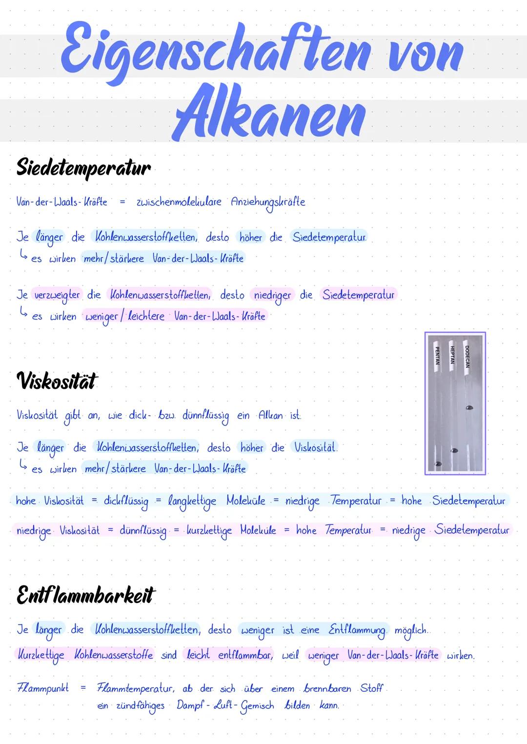 Eigenschaften von Alkanen