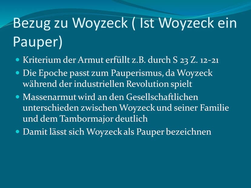 Pauperismus
Ein Fach
Deutsch
Schöningh
Georg
Büchner
Woyzeck Inhalt
• Definition Pauperismus
• Entstehung und Entwicklung
• Bezug zu Woyzeck
