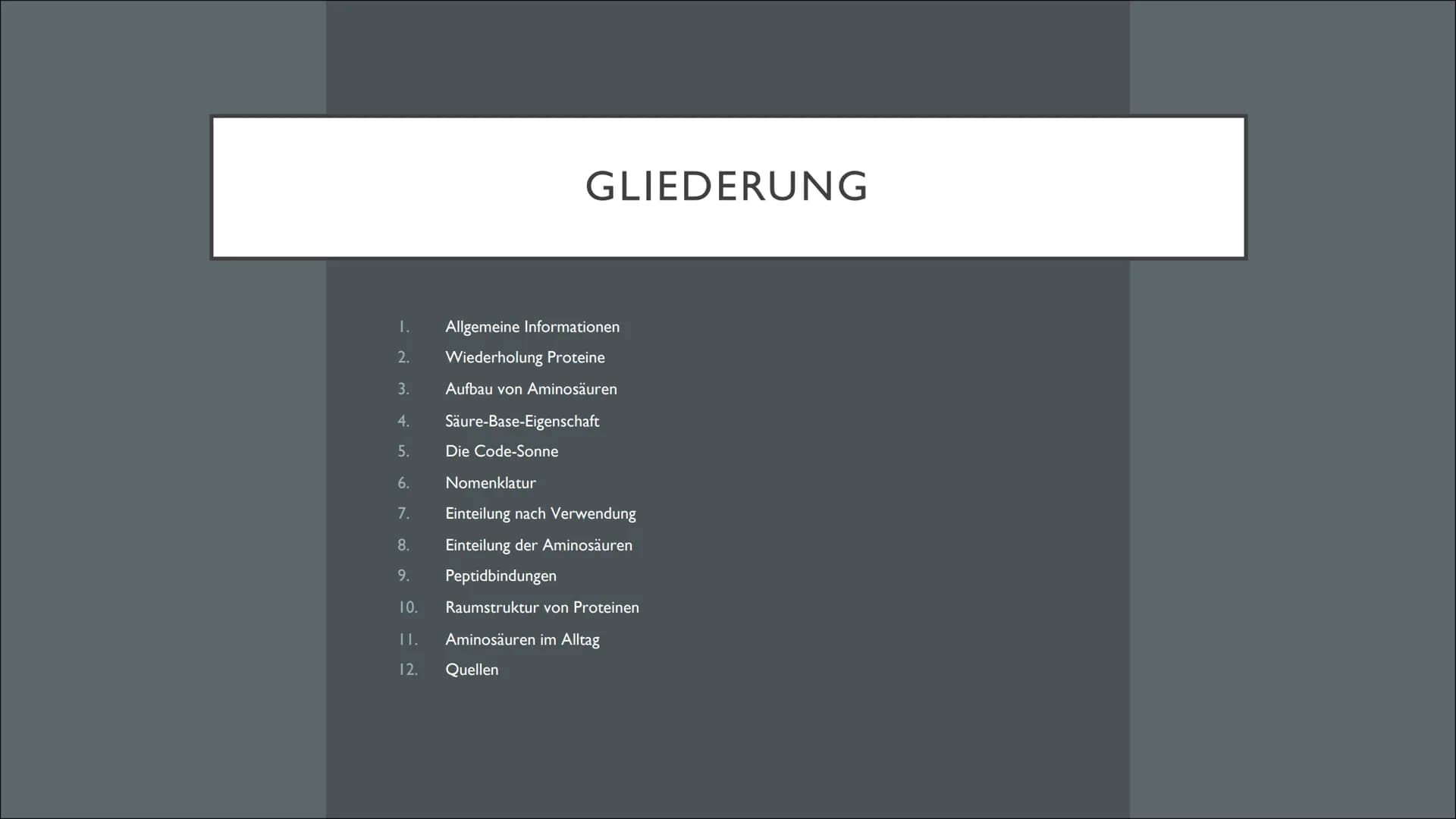 AMINOSÄUREN: DIE „BAUSTEINE DES
LEBENS"
Eine Präsentation von @susu notes I.
2.
3.
4.
5.
6.
7.
8.
9.
10.
II.
12.
GLIEDERUNG
Allgemeine Infor