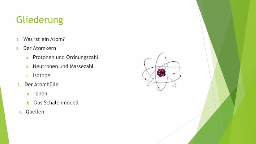 Ein Atom ist der kleinste Baustein von Stoffen. Sie lassen sich mit
chemischen Methoden nicht weiter zerteilen.
Atome besitzen einen massere