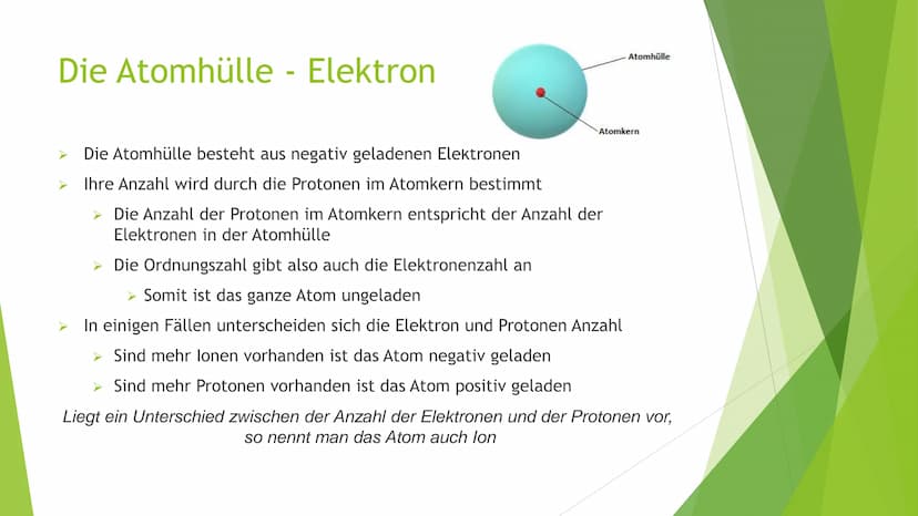 Ein Atom ist der kleinste Baustein von Stoffen. Sie lassen sich mit
chemischen Methoden nicht weiter zerteilen.
Atome besitzen einen massere