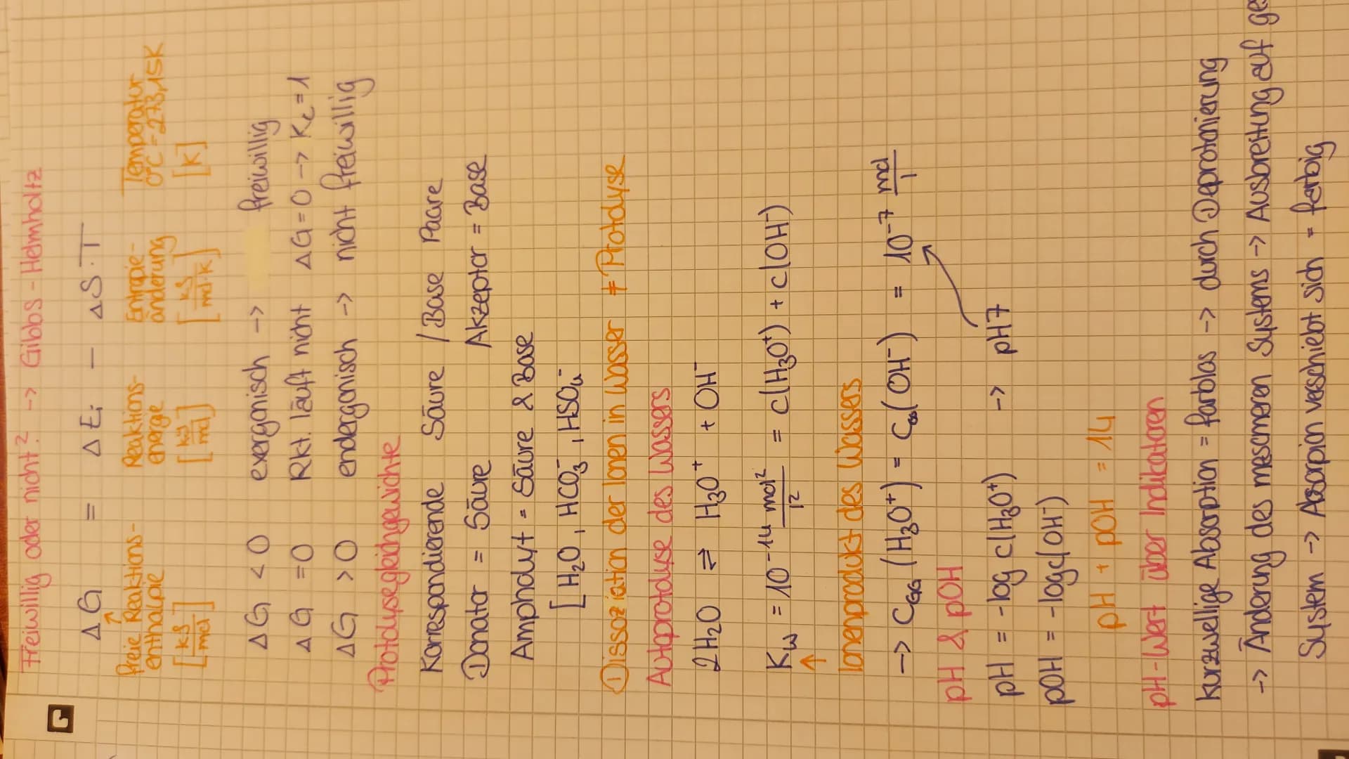 Freiwillig oder nicht? -> Gibbs - Helmholtz
AG
Preie Reaktions-
enthalpie
mel
ΔΕ 40
AG=0
ΔΕ;
Reaktions-
energie
AG >O
Protolyse gleichgewich