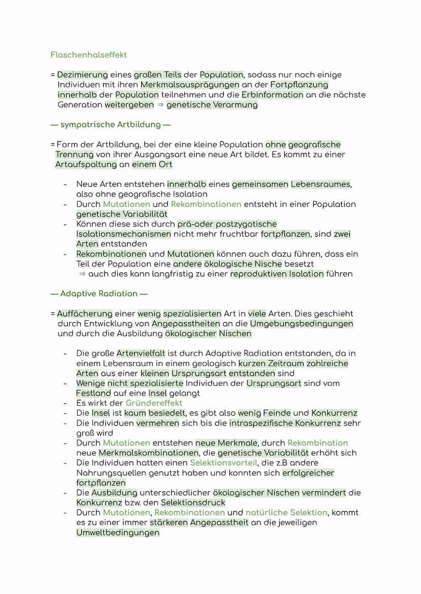 Lernzettel Evolution
Evolution = Die allmähliche Veränderung und Entwicklung vererbbarer
Merkmale von Individuen einer Population durch das 