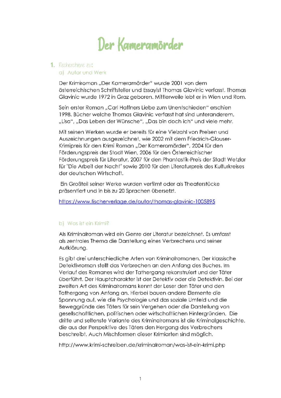 Der Kameramörder von Thomas Glavinic – Ein spannender Kriminalroman für junge Leser