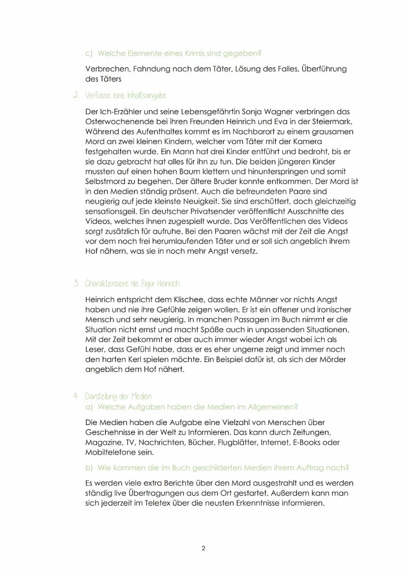 1. Recherchiere zu:
Der Kameramörder
a) Autor und Werk
Der Krimiroman ,,Der Kameramörder" wurde 2001 von dem
Österreichischen Schriftsteller
