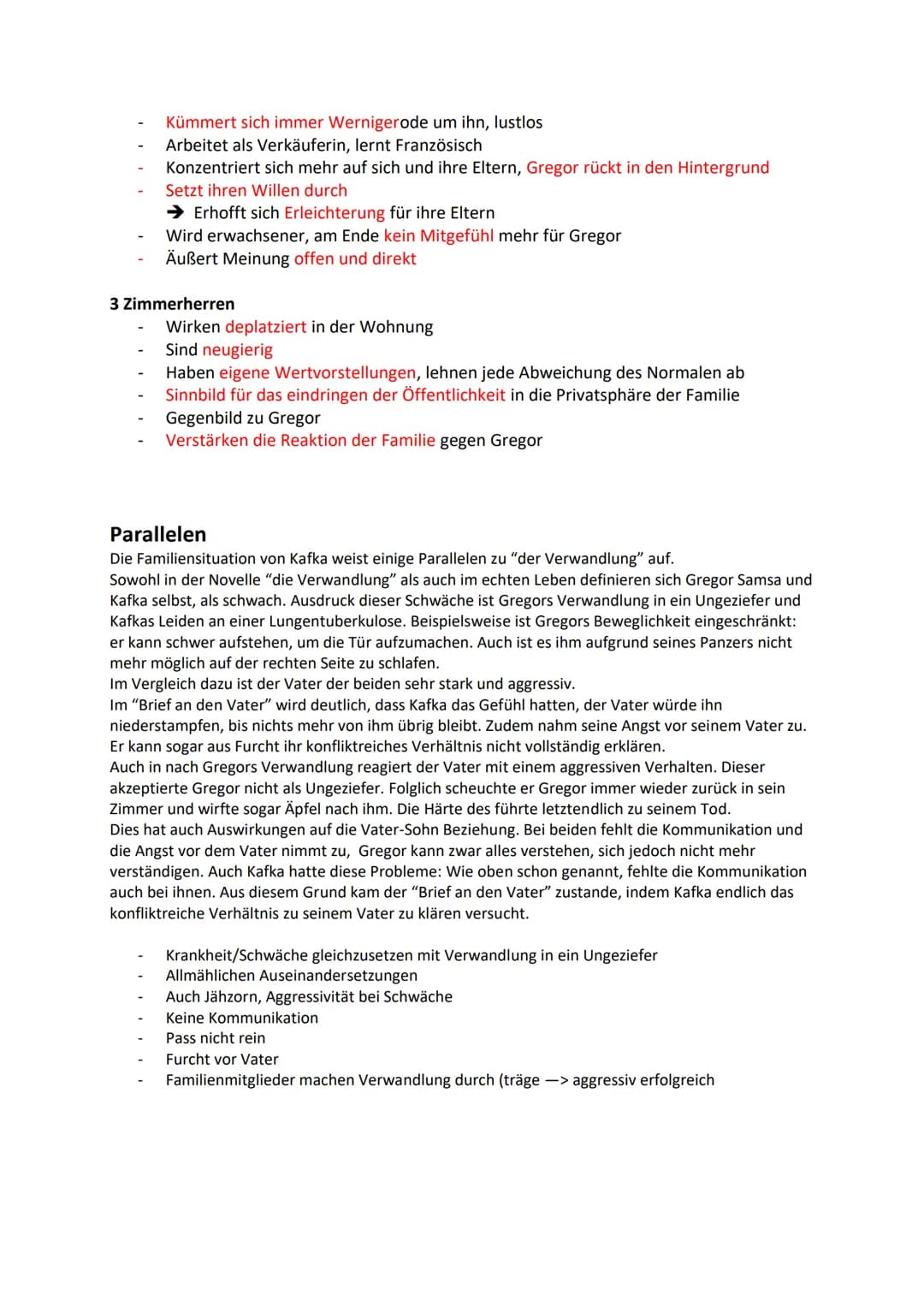 Die Verwandlung von Franz Kafka
Kapitel 1:
Ort: Wohnung in der Charlottenstraße
Zeit: Morgens
Personen: Gregor, Mutter, Vater, Schwester, Pr