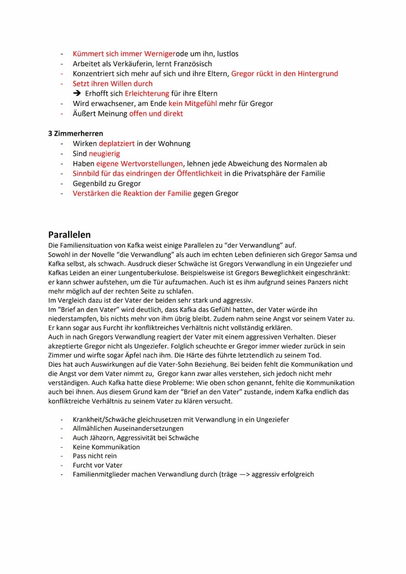 Die Verwandlung von Franz Kafka
Kapitel 1:
Ort: Wohnung in der Charlottenstraße
Zeit: Morgens
Personen: Gregor, Mutter, Vater, Schwester, Pr