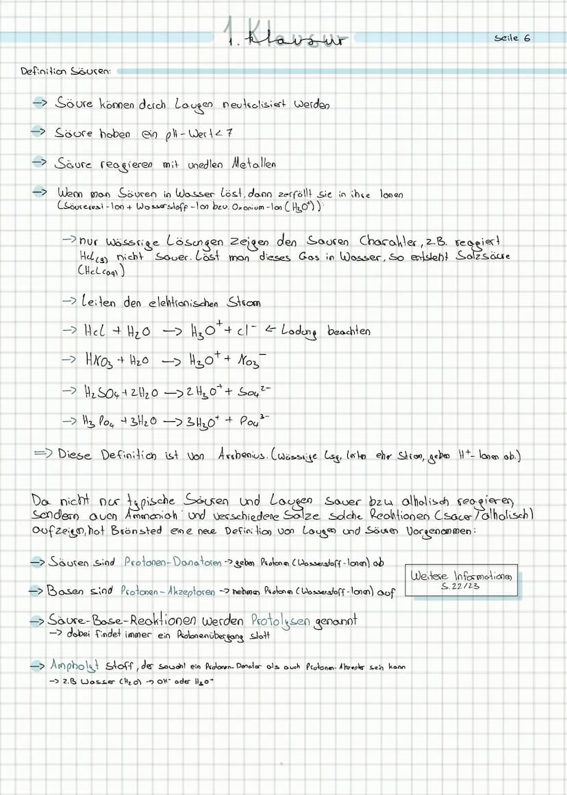 überblick:
Seite!
→>Reaktion: Säure + Bose -> KNetralisation
→ Reaktion: Soure + Metall
→ Reaktion: Säure + Solz
→ Reaktion: Säure + Wasser-