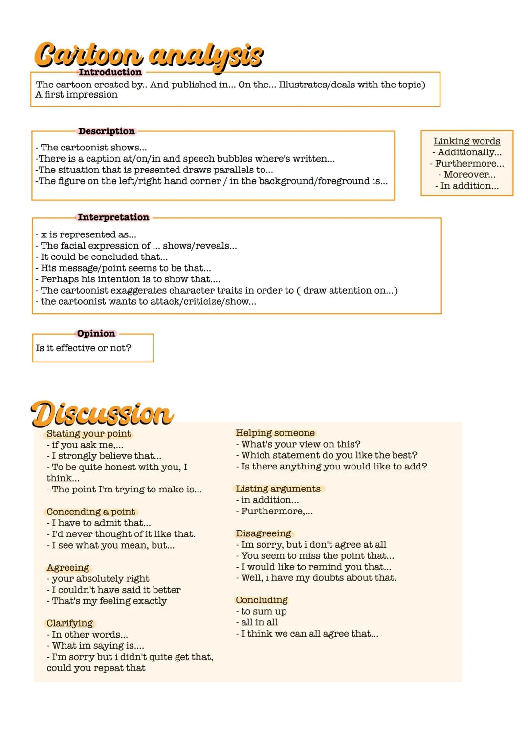 Cartoon analysis
Introduction
The cartoon created by.. And published in... On the... Illustrates/deals with the topic)
A first impression
De