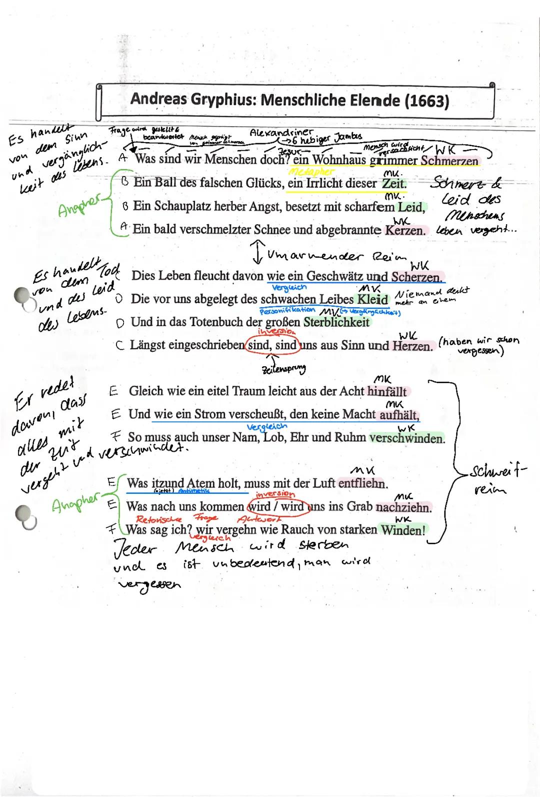 Andreas Gryphius: Die Leiden der Menschheit im 17. Jahrhundert