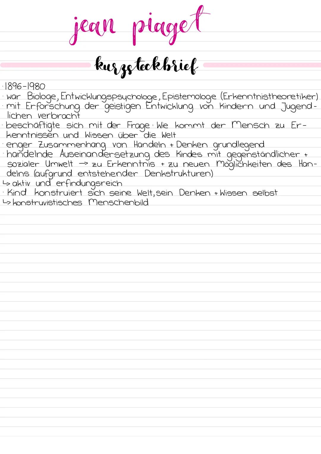jean piaget
kurzsteckbrief
1896-1980
war Biologe, Entwicklungspsychologe, Epistemologe (Erkenntnistheoretiker)
mit Erforschung der geistigen