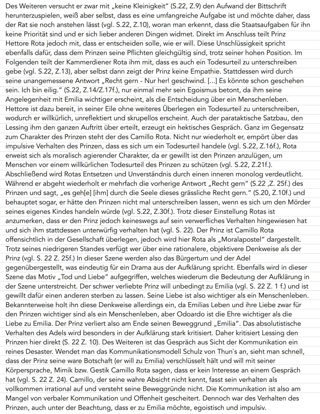 Szenenanalyse
Die achte Szene im ersten Akt des bürgerlichen Trauerspiels ,,Emilia Galotti - Ein Trauerspiel in fünf
Aufzügen", von Gotthold