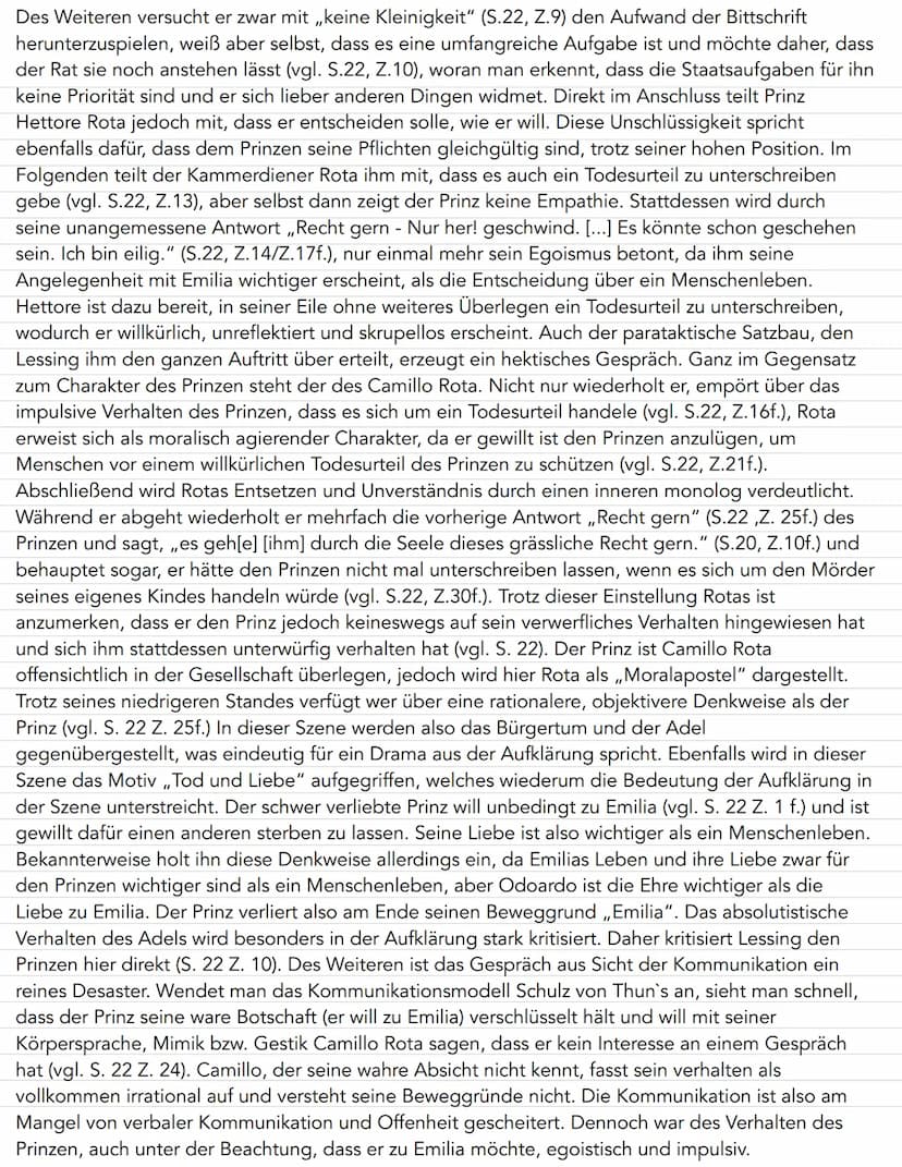 Szenenanalyse
Die achte Szene im ersten Akt des bürgerlichen Trauerspiels ,,Emilia Galotti - Ein Trauerspiel in fünf
Aufzügen", von Gotthold