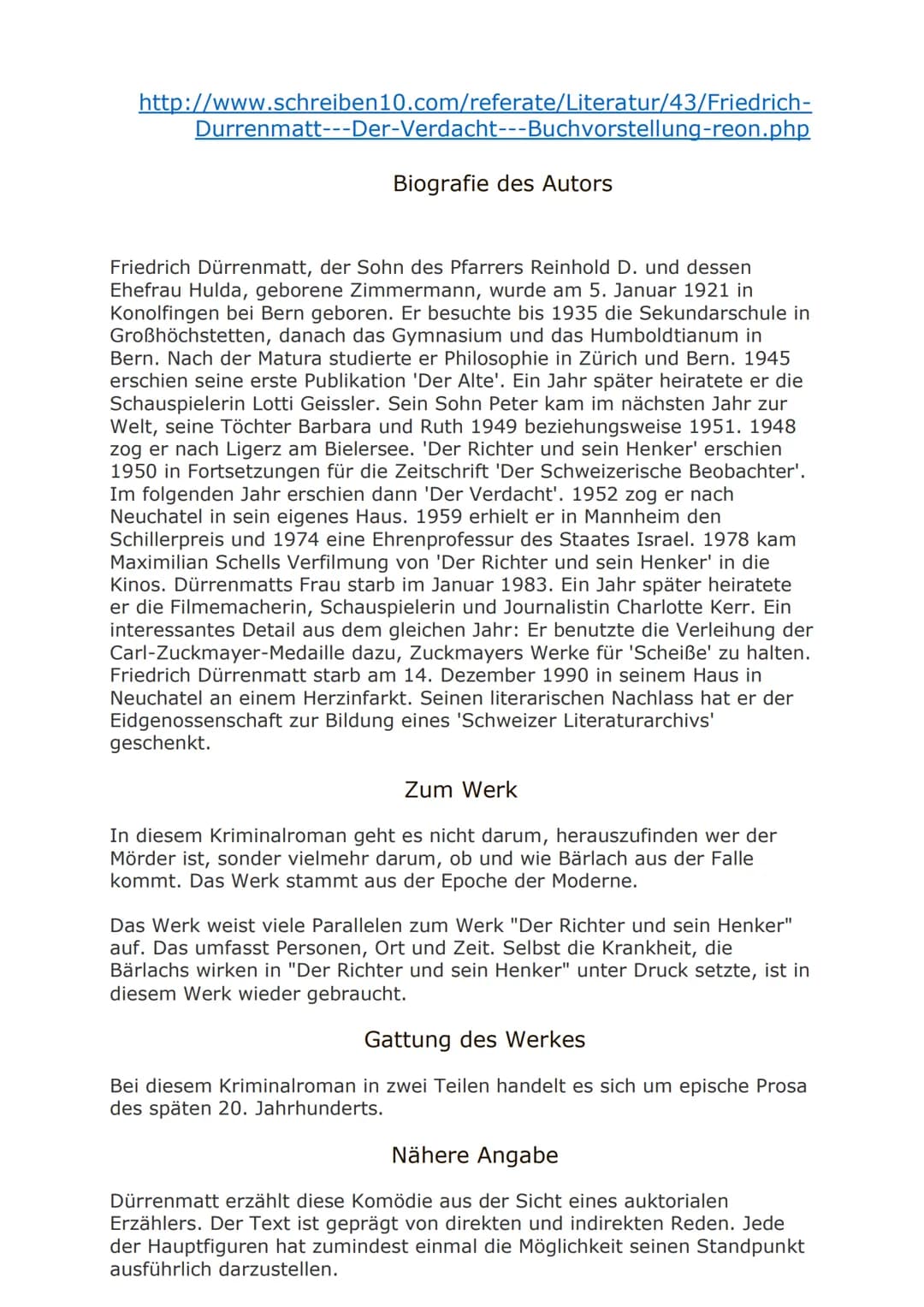 Friedrich
Dürrenmatt
Der Verdacht
Roman Diogenes
Der Verdacht
-Friedrich Dürrenmatt-
1 1) Autor
Der Verdacht - Friedrich Dürrenmatt
Friedric